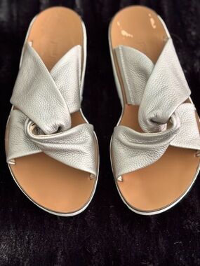 Paul Green Silver Knotted Slide Sandals